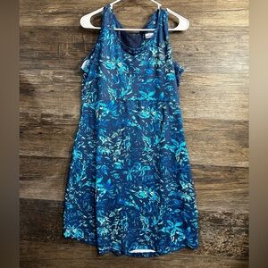 Columbia PFG Fishing Blue and Green Tropical Patterned Dress